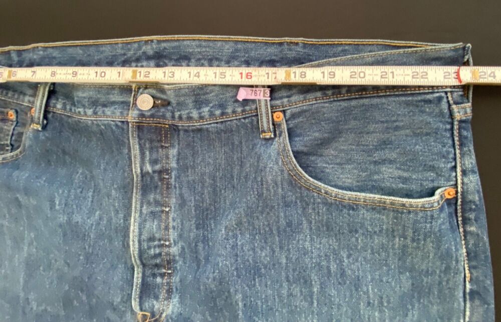 Levis 501 Regular Fit Straight Leg Blue Jeans Mens 46X30 Red Tab 5 Pocket Denim - Picture 8 of 12